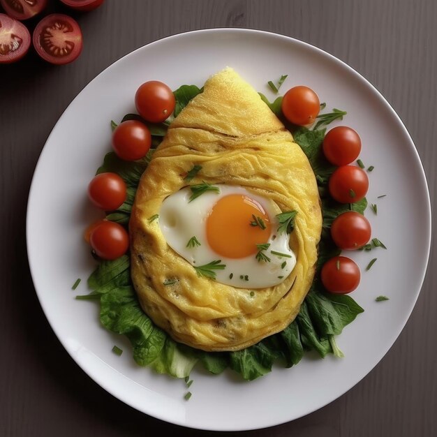 Omelette rustique sur une assiette