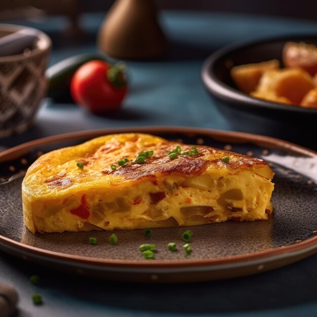 Omelette rustique sur une assiette