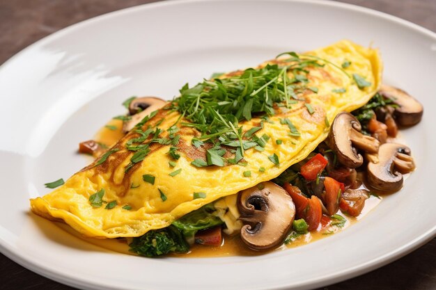 Une omelette saine sur un plat blanc