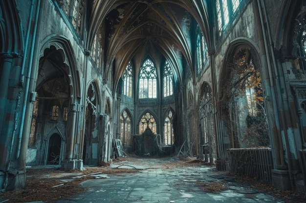 Ominous Église du château gothique abandonnée Générer Ai