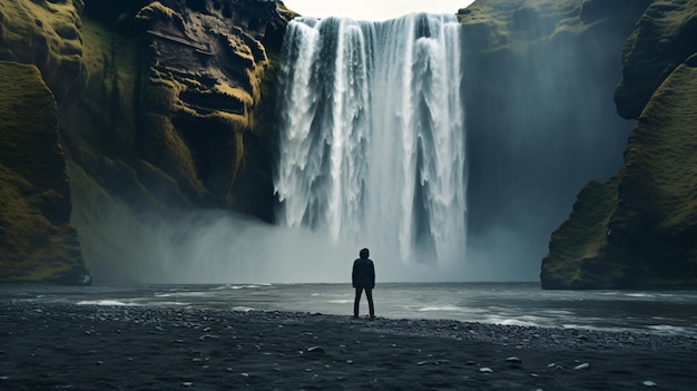 On peut admirer la beauté de l'iconique chute d'eau de Skogafoss