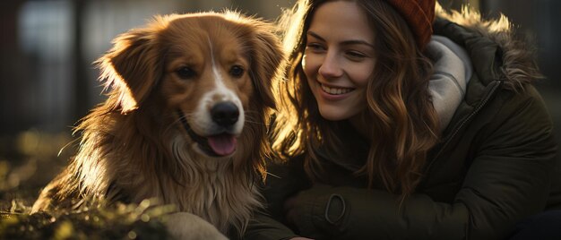 On voit une femme et son chiot de beagle en interaction amicale.