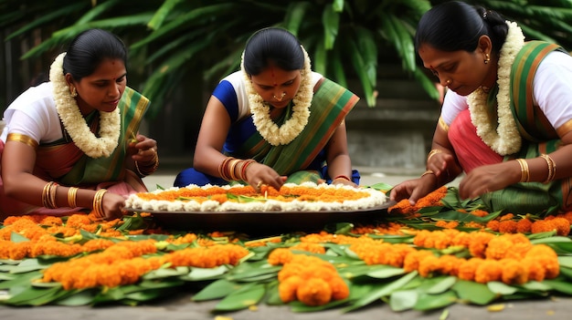 Onam préparation de la fête des femmes indiennes au Kerala Inde