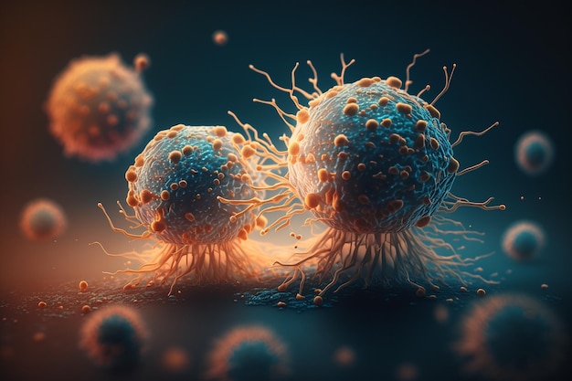 Oncologie Cellules cancéreuses Traitement chimiothérapeutique des tumeurs malignes dans le corps humain causées par des agents cancérigènes et génétiques avec une cellule cancéreuse comme symbole d'immunothérapie et thérapie médicale