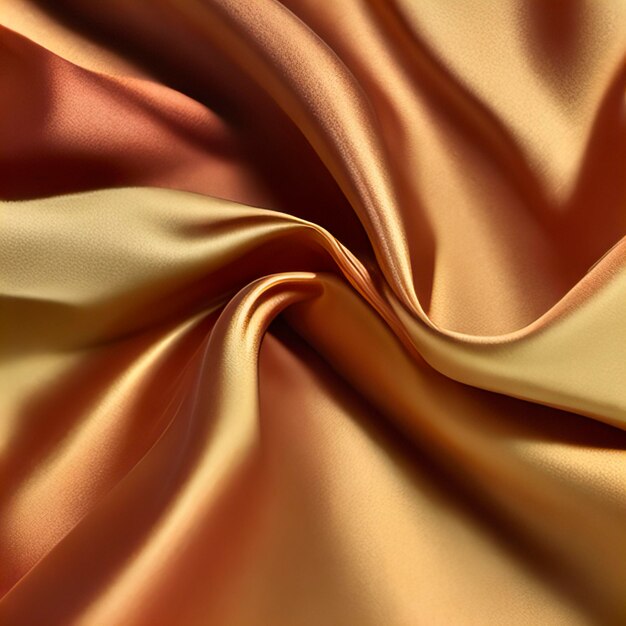 Photo l'onde 3d lisse, la couleur de la rouille dorée brillante, le tissu de soie gradient généré par l'ia