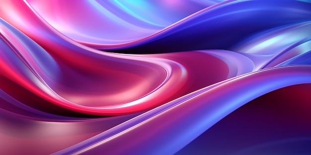 Onde incurvée de néon holographique irisé fluide abstrait en mouvement fond coloré rendu 3d