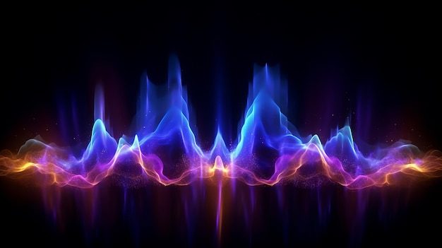 Une onde sonore vibrante sur fond sombre IA générative