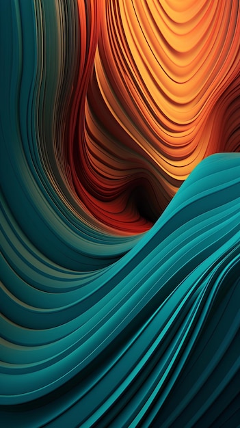 Des ondes 3D teal et orange Texture de fond abstraite