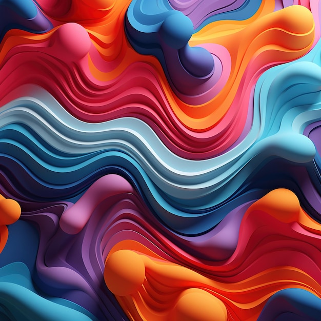 Des ondes abstraites colorées avec des couleurs mêlées concept d'abstraction