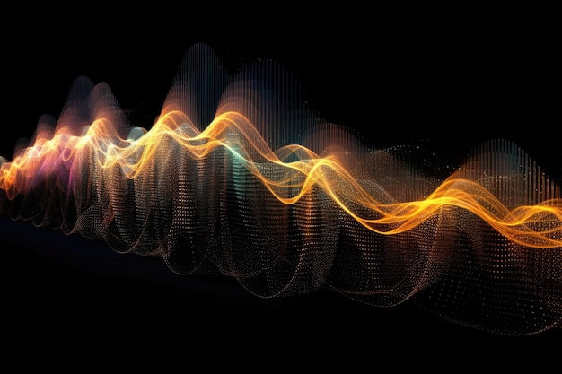 Ondes lumineuses symbolisant le transfert de données créées avec l'IA générative