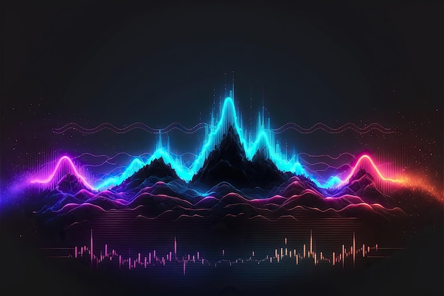 Ondes sonores abstraites. forme d'onde audio, éléments d'interface HUD d'onde musicale, IA générative