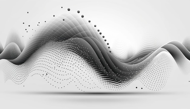 Ondes sonores Illustration d'effet dynamique avec flux d'ondes de particules AI Générative