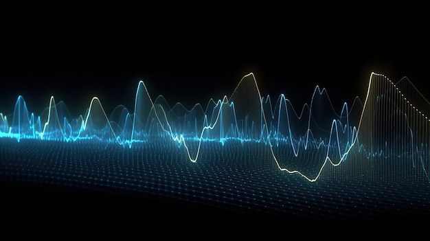 Ondes sonores oscillant avec la lueur du fond de la technologie abstraite lumière