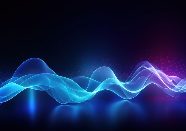 Les ondes sonores oscillant avec la lueur de la lumière fond technologique abstrait