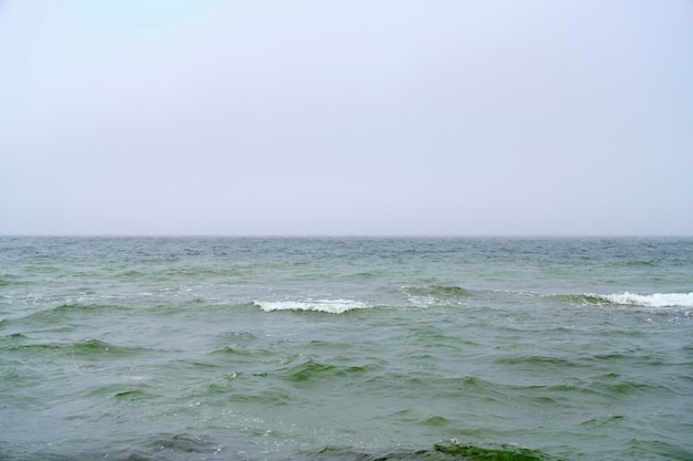 Ondulation de la mer Baltique par temps brumeux d'automne