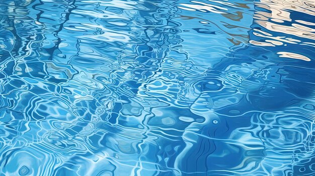 Ondulations sur l'eau bleue de la piscine Vagues brillantes d'eau de piscine propre AI générée