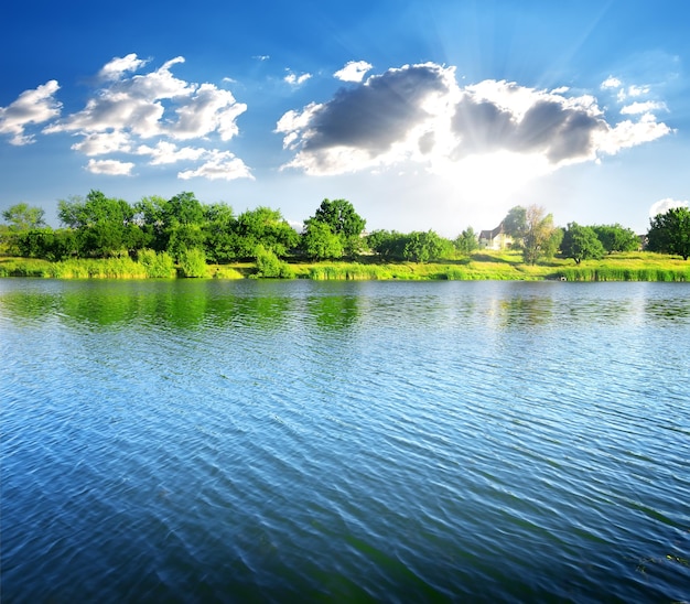 Ondulations sur la rivière aux beaux jours d'été