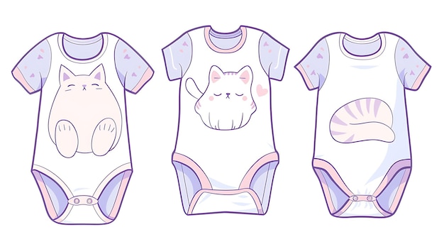 Photo onesie découpée avec des découpes en forme de chat sur les genoux showcasi creative flat illustration vêtements pour enfants