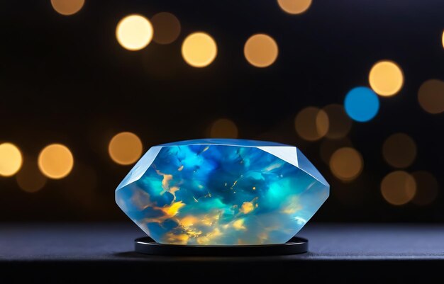 Photo opale poli opale précieuse australienne opale sur le podium brillant opale pierre précieuse