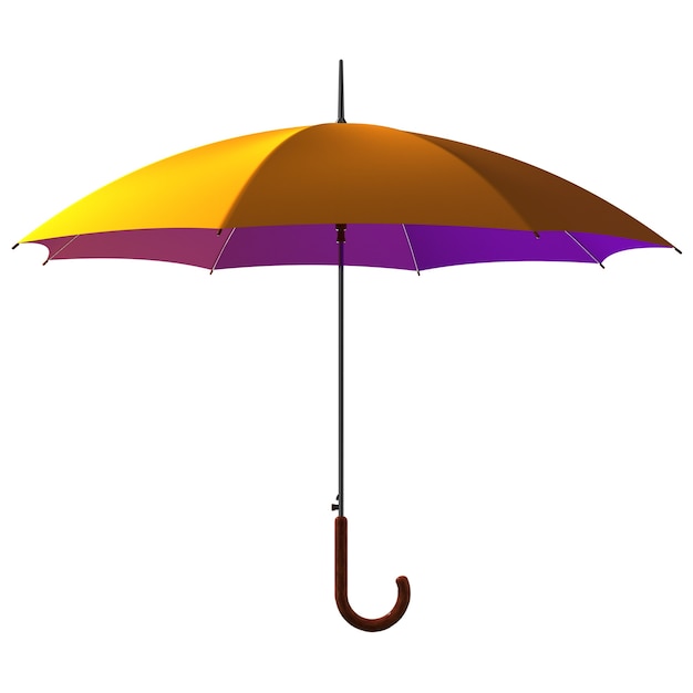 Open classique jaune - bâton de parapluie violet