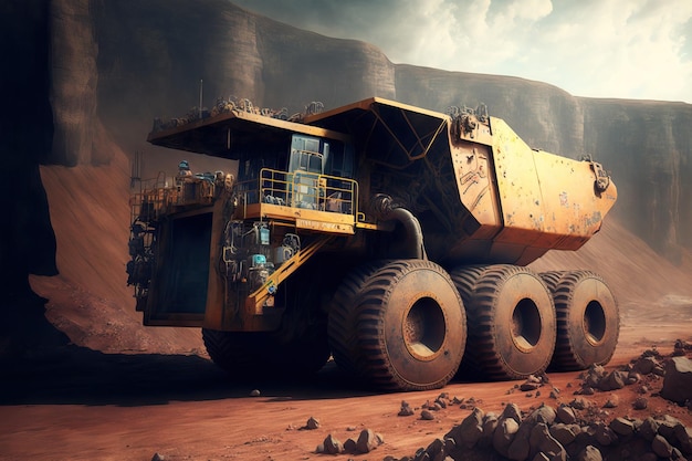 Une opération minière avec un camion-benne minier