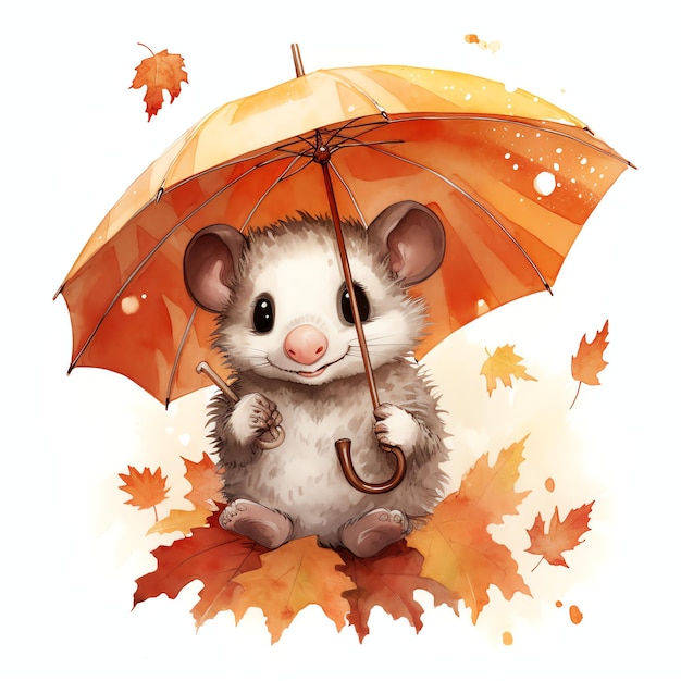 Opossum en automne sous égide