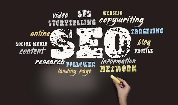 Optimisation des moteurs de recherche SEO dans le concept de marketing Internet Word Cloud