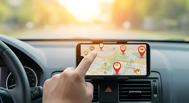 Photo options de navigation gps trouver des restaurants à proximité rendu facile convénient de voyage moderne