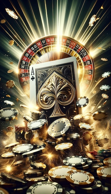 Opulent Casino Frenzy Ace Card et les jetons en vol