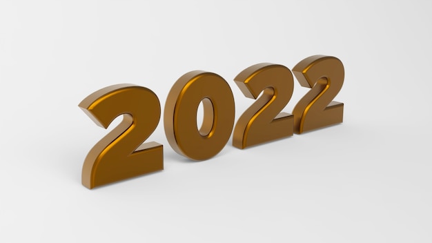 L'or 2022 sur fond blanc pour la bonne année