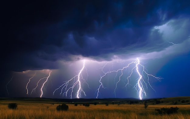 Un orage avec un ciel bleu et des nuages