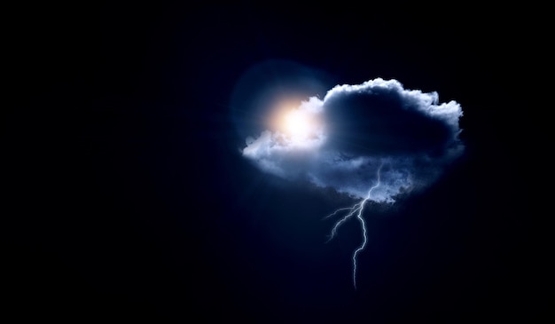 Photo orage avec éclair. technique mixte