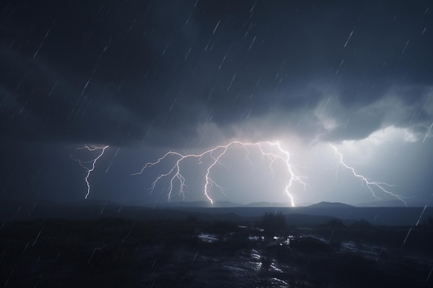 Un orage est vu sur un champ.