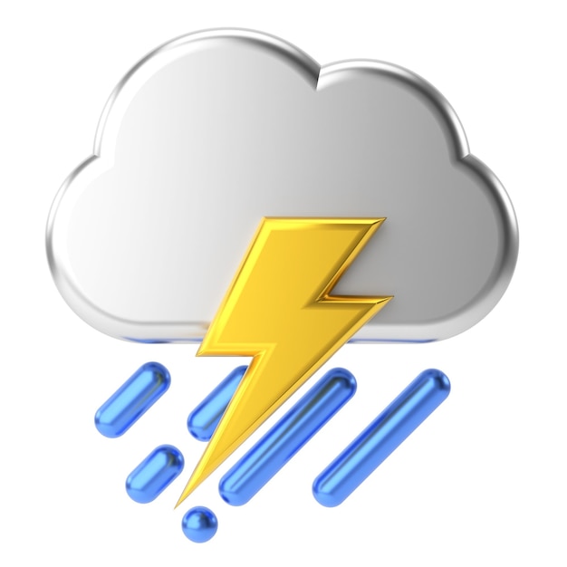 Orage Icône météo 3D Icône climatique 3D Élément 3D