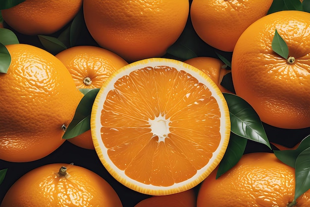 Orange avec coupé en deux comme fond d'écran de fruits orange