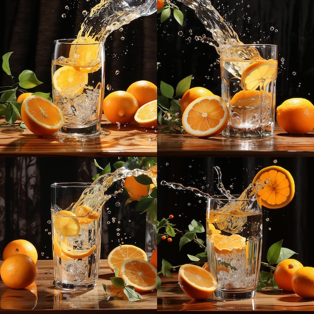 Orange dans un verre d'eau