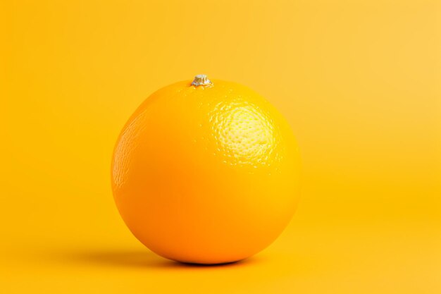 Photo une orange sur un fond jaune.