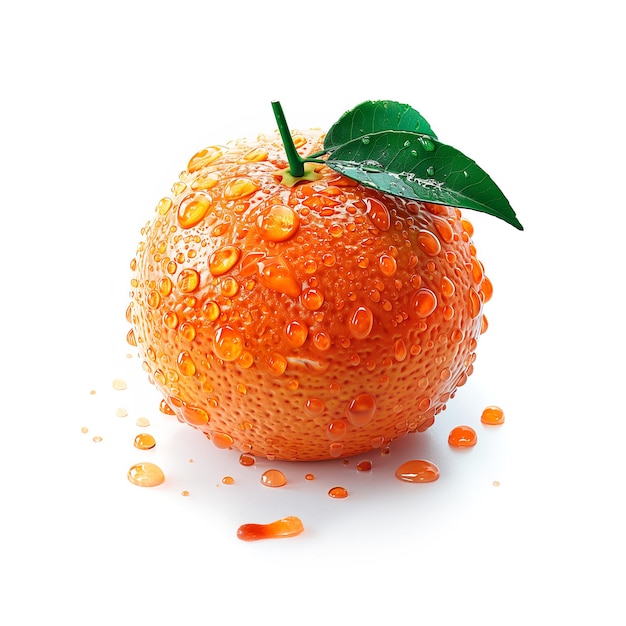 Orange fraîche avec feuille verte IA générative