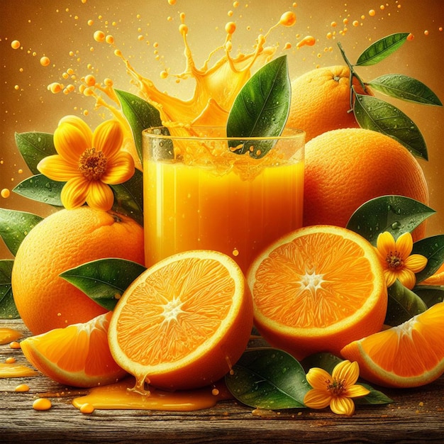 Orange frais pour les médias sociaux modèle de conception post bannière et jus d'orange