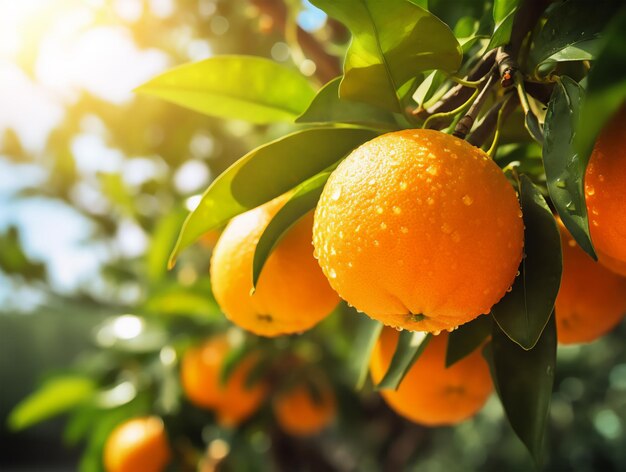 Orange avec des fruits de près