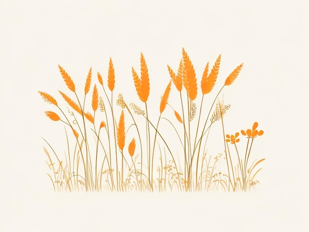 Orange Grass Meadow est un art de ligne simple mignon et charmant