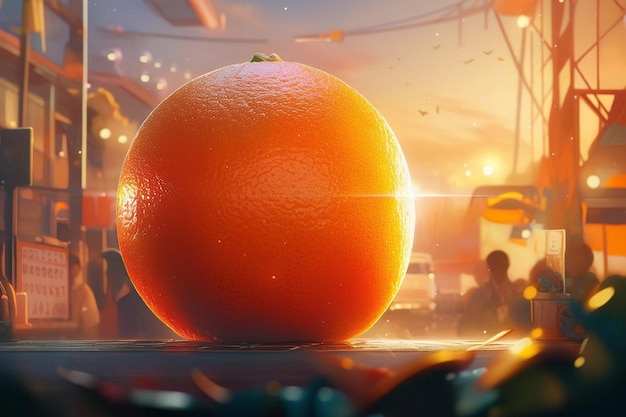 Une orange juteuse dans un magasin de fruits de la ville moderne