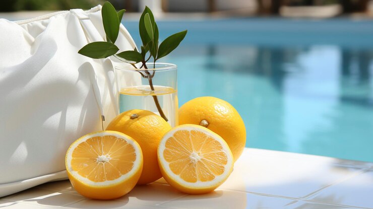 Une orange mûre dans un sac blanc en coton écologique