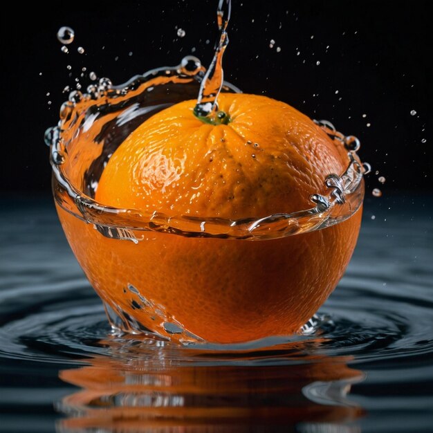 orange qui coule dans un réservoir d'eau photographie professionnelle à grande vitesse