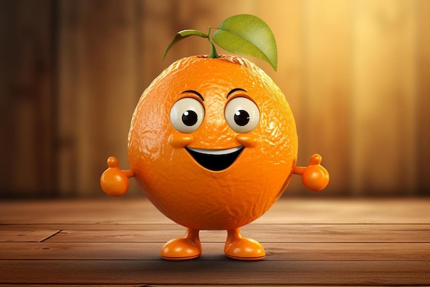 Une orange souriante avec un visage souriant et un sourire dessus.