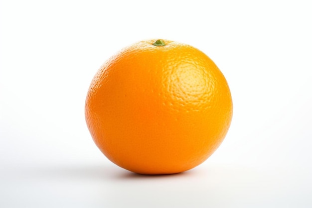 Une orange avec une tige verte et une tige verte.