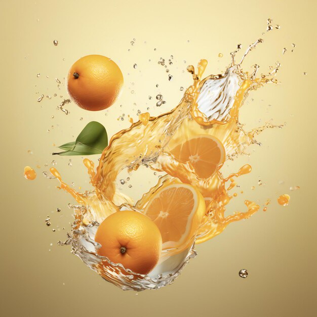 orange tranchée dans un éclaboussure d'eau réaliste