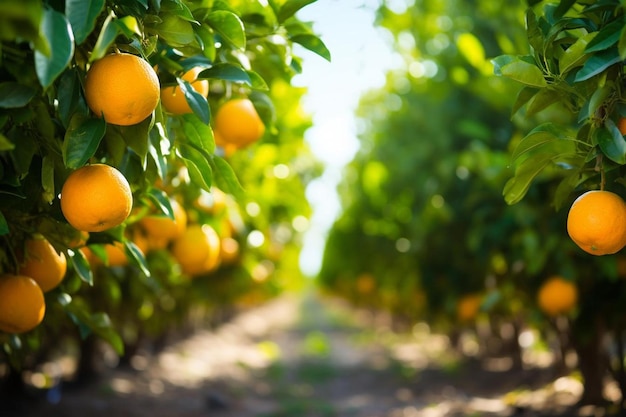 Oranges sur un arbre au soleil