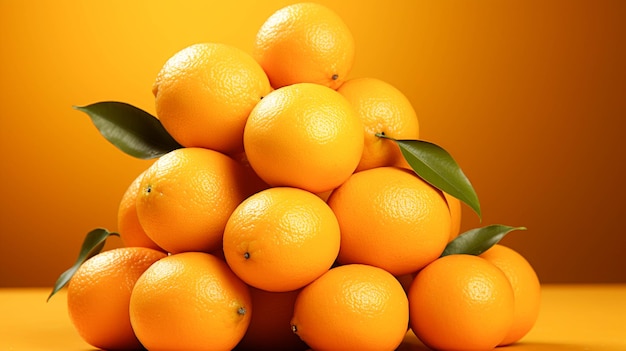 Oranges les unes sur les autres sur fond orange