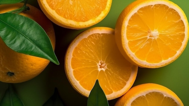 Oranges et citrons verts mûrs frais sur fond d'organge vif avec un espace réservé au texte